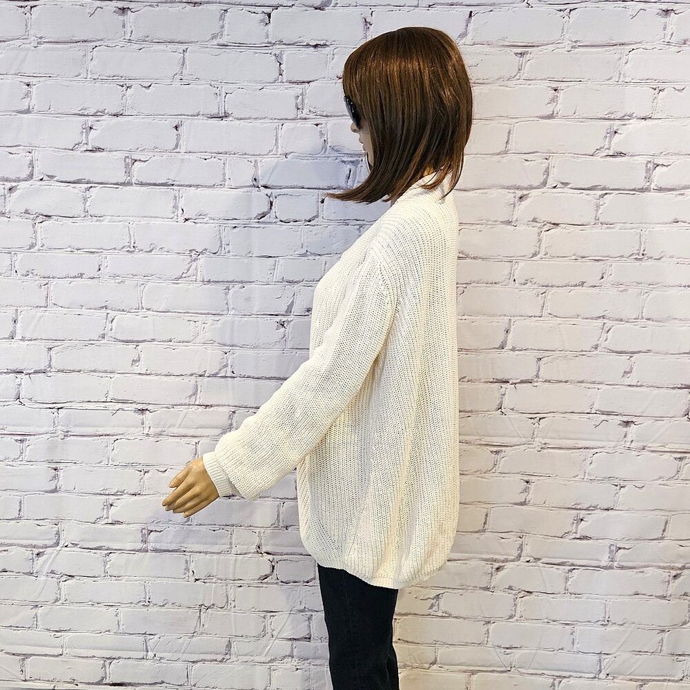 BANANA REPUBLIC - 100% cotton cream chunky pullover knitted sweater - Picture 10 of 13